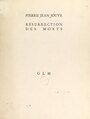 Couverture du livre Résurrection des morts - JOUVE PIERRE JEAN - 9782307134213